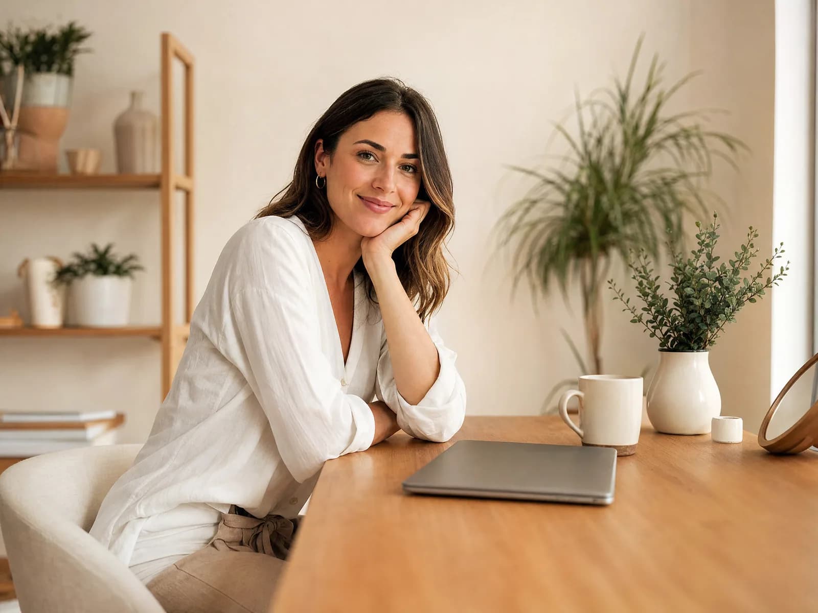 A rental business owner working at her desk